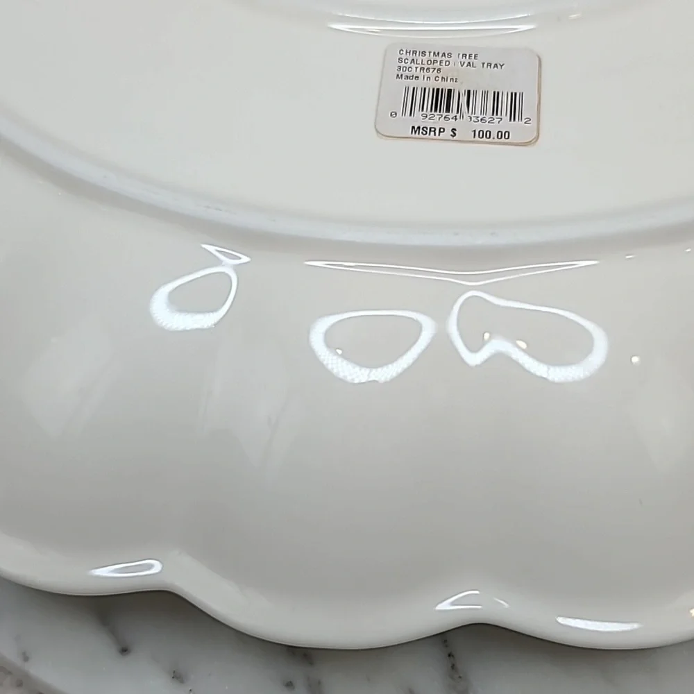 Spode Christmas Tree Mint Vintage Collectible Large Scallop/Fluted Oval Platter